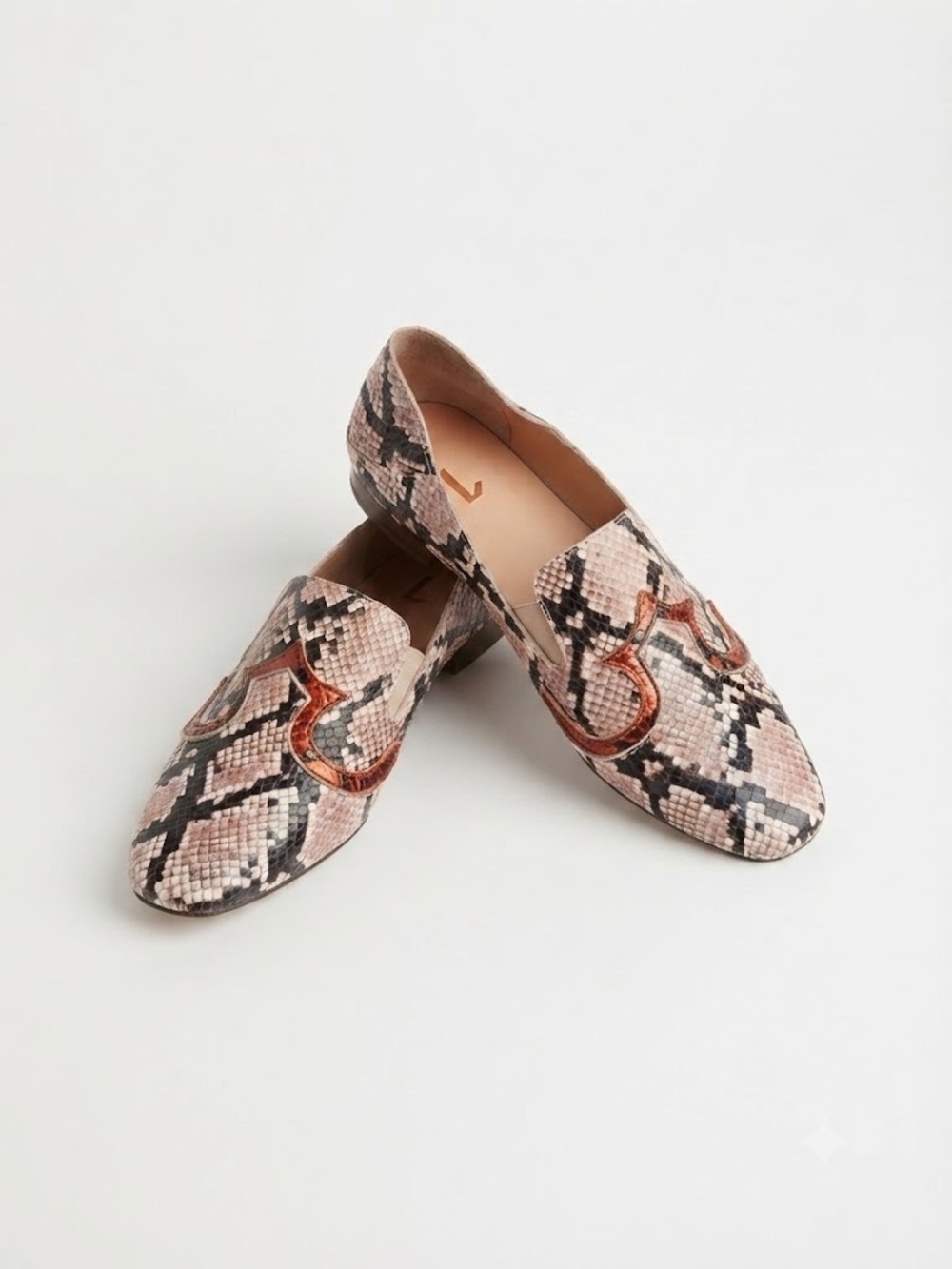 SBICCA GENUINE LEATHER SNAKE PRINT LOAFERS CLASSIC US 7
